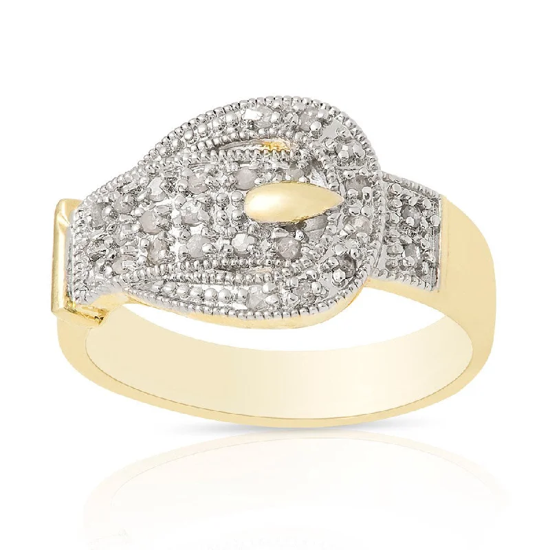 vintage rings for women -Finesque Gold Over Sterling Silver 1/4 ct TDW Diamond Buckle Design Ring