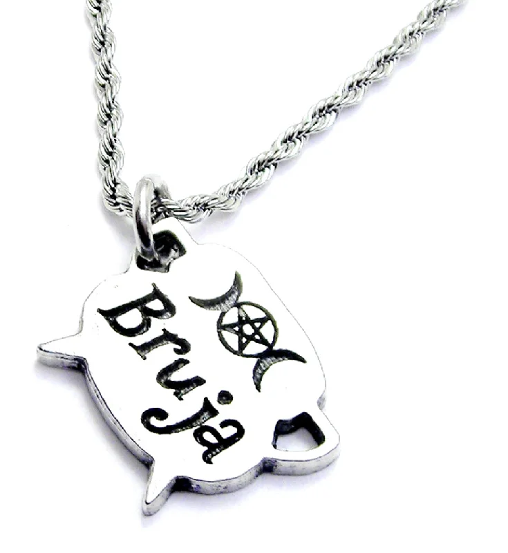 long chain necklaces for women -Triple Moon Pentacle Cauldron Bruja Single Charm Necklace