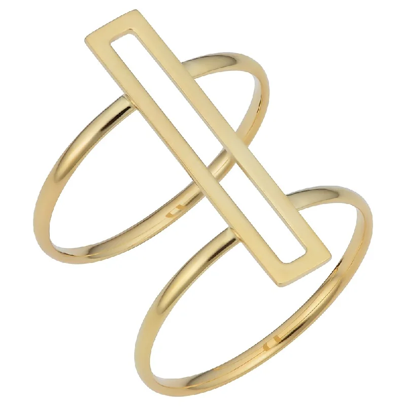 luxury rose gold rings -Fremada Italian 14k Yellow Gold Bar Double Ring