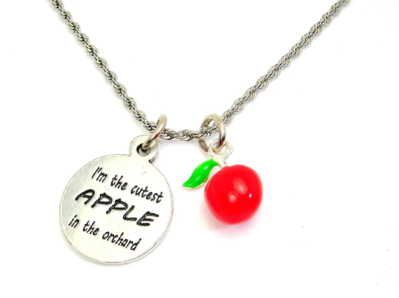 jewelry sets with necklaces -I'm The Cutest Apple In The Orchard Charm Necklace