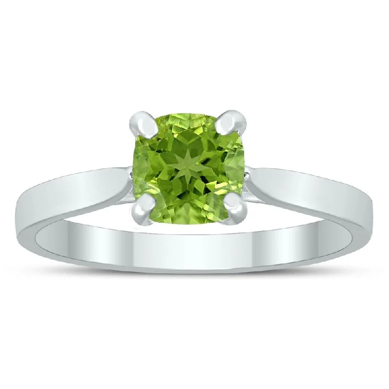 diamond rings for women -Square Princess Cut 6MM Peridot Solitaire Ring in 10K White Gold