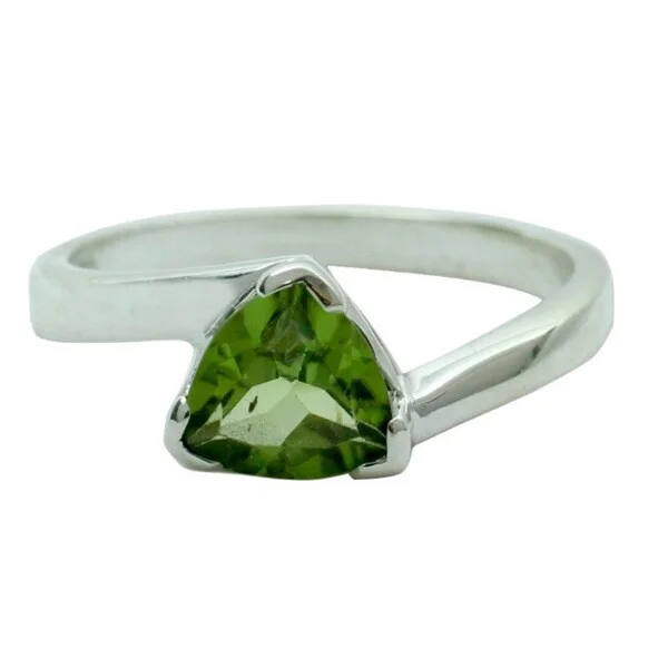 diamond wedding rings for women -Handmade Sterling Silver 'Scintillating Jaipur' Peridot Ring (India)