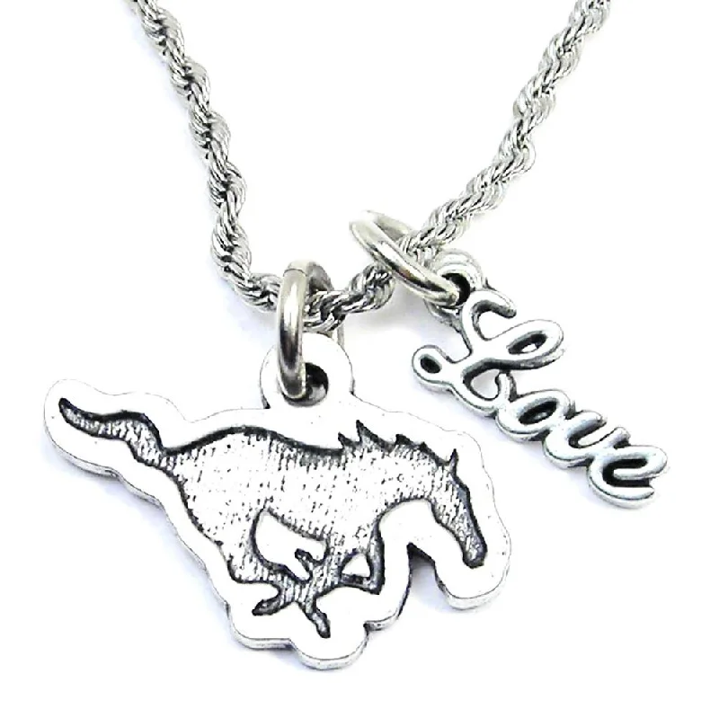 silver chain necklaces for women -Running Stallion 20" Rope Necklace With Love