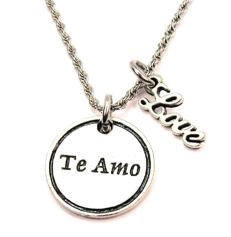 colorful necklaces for women -Te Amo 20" Chain Necklace With Cursive Love Accent