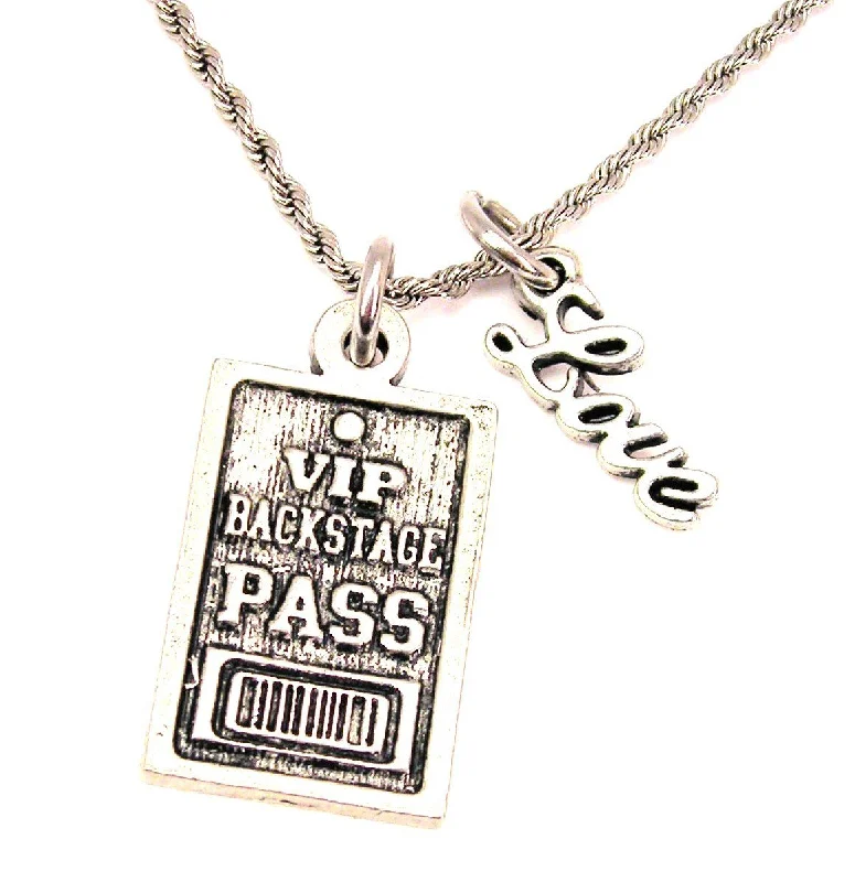 unique necklaces for women -VIP Backstage Pass 20" Chain Necklace With Cursive Love Accent