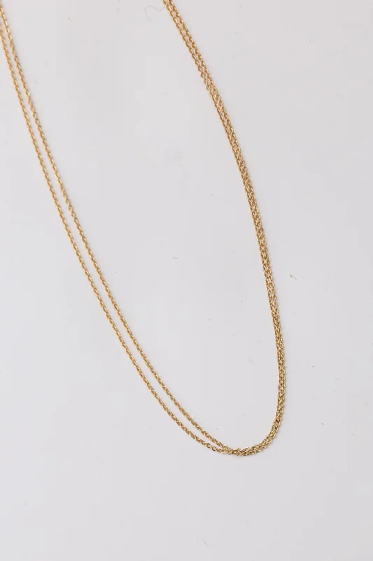 fashion choker necklaces -FINAL SALE - Olivia Gold Layered Chain Necklace