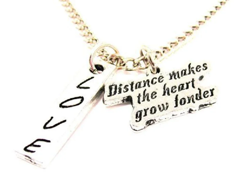 delicate pearl necklaces for women -Distance Makes The Heart Grow Fonder Love Stick Necklace