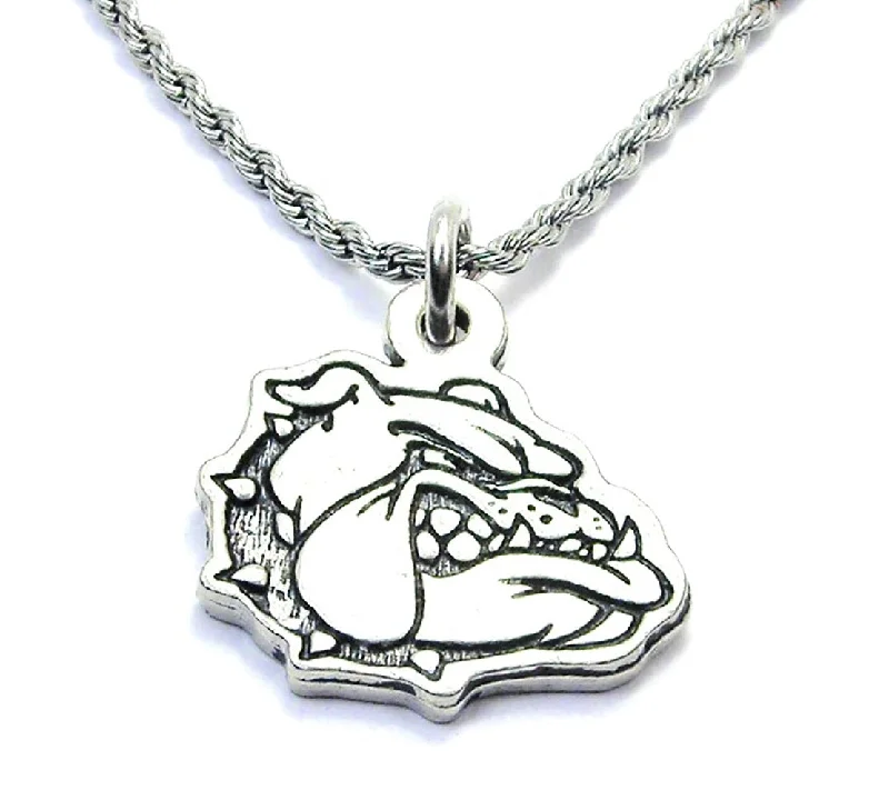 trendy necklaces for women -Angry Bulldog Single Charm Necklace