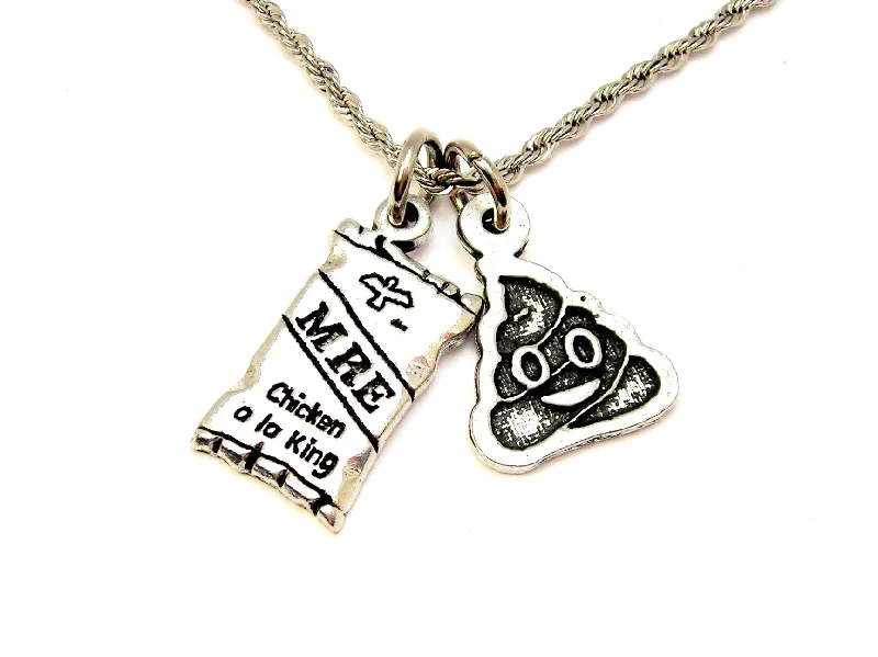 women's silver necklaces -MRE military food poop funny Charm Necklace