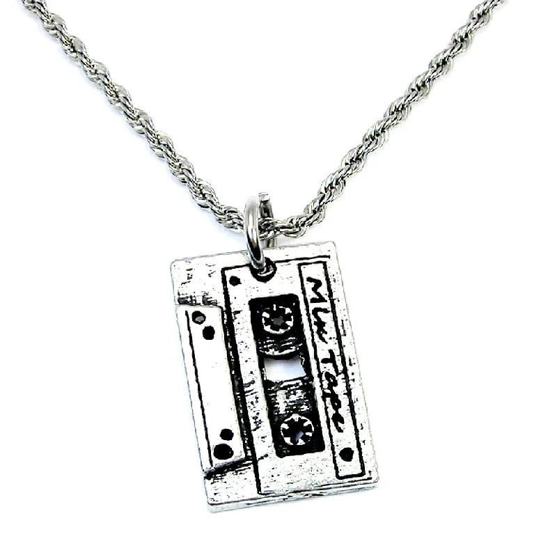 adjustable gold necklaces for women -Mix tape music lover necklace 20" stainless steel Generation X music