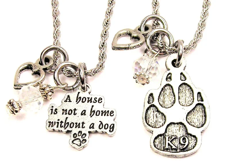 pendant necklaces for women -A House Is Not A Home Without A Dog Set Of 2 Rope Chain Necklaces