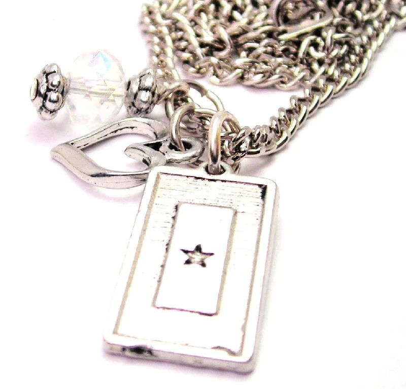 personalized heart necklaces -Blue Star Mother Military Flag Necklace with Small Heart