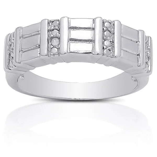 men's style rings for women -Finesque Silver Overlay Diamond Accent Ring