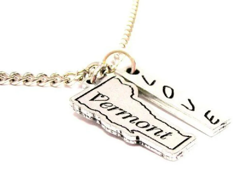 custom engraved necklaces -Vermont State Love Stick Necklace