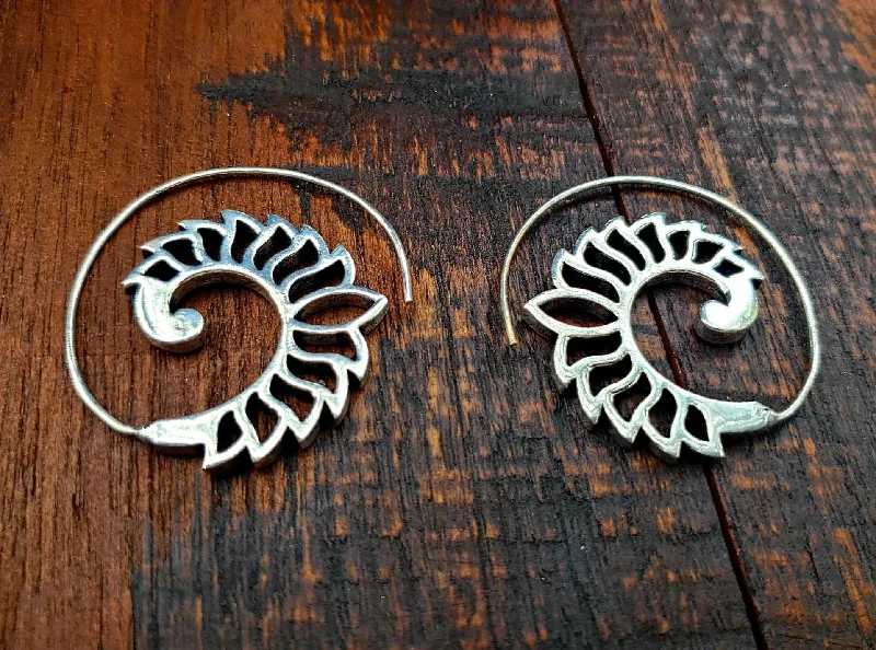 silver dangle earrings for women -Spiral Wing Threader Earrings