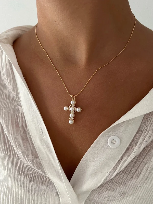 gemstone drop necklaces -ROYAL CROSS NECKLACE