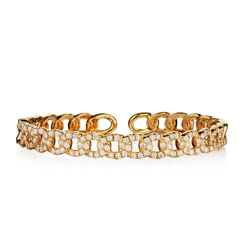 simple leather bracelets for women -DIAMOND LINK CUFF