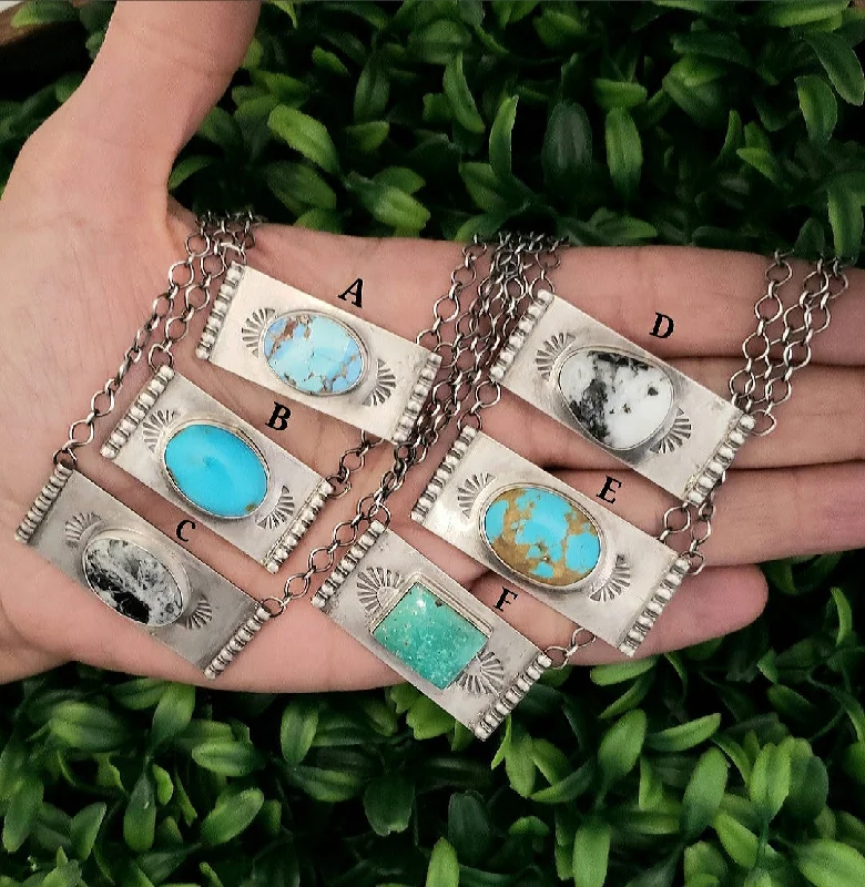 luxurious necklaces for women -Stamped Sterling Silver Turquoise & White Buffalo Stone Necklaces