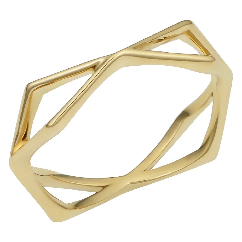 engraved rings for women -Fremada 14k Gold High Polish Geometric Ring (yellow gold or rose gold)