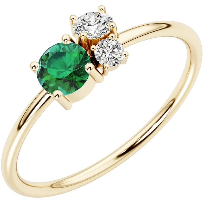 large statement rings for women -14k Gold Plated Sterling Silver Emerald and Lab Diamond Stackable Ring