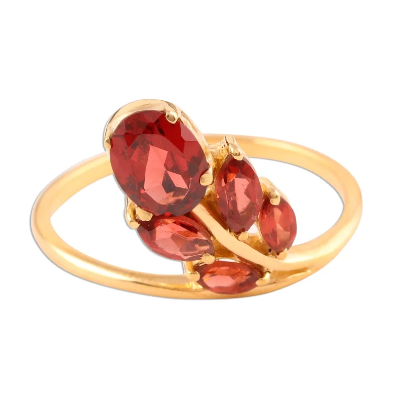 diamond rings for women -Novica Handmade New Life Gold Vermeil Garnet Cocktail Ring