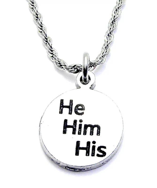 gold pendant necklaces for women -He Him His Single Charm Necklace