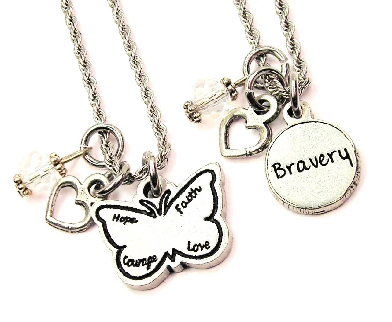 simple chain necklaces for women -Bravery Butterfly Set Of 2 Rope Chain Necklaces