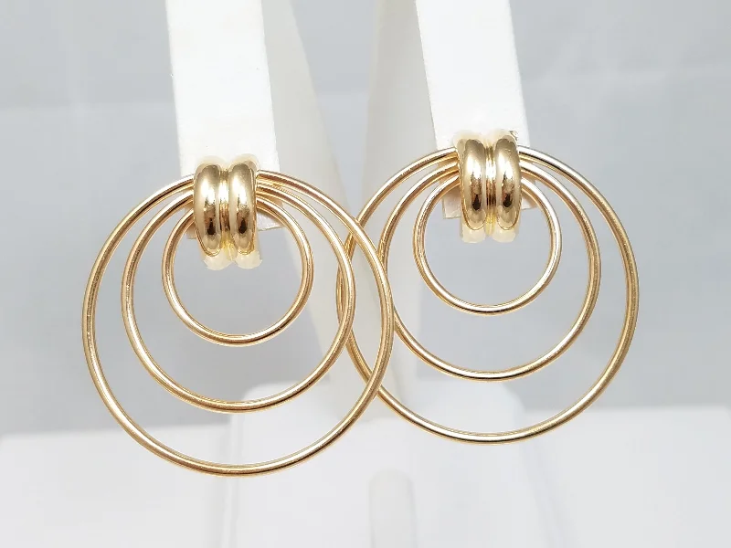 diamond drop earrings for women -Grand 14k Hollow Yellow Gold Door Knocker Hoop Earrings