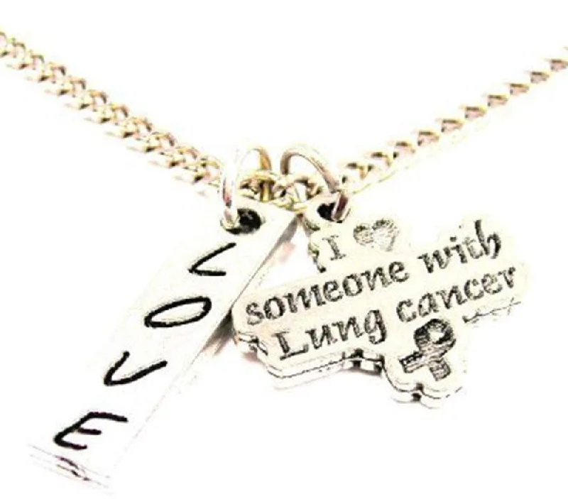 fashion necklaces for women -I Love Someone With Lung Cancer Love Stick Necklace