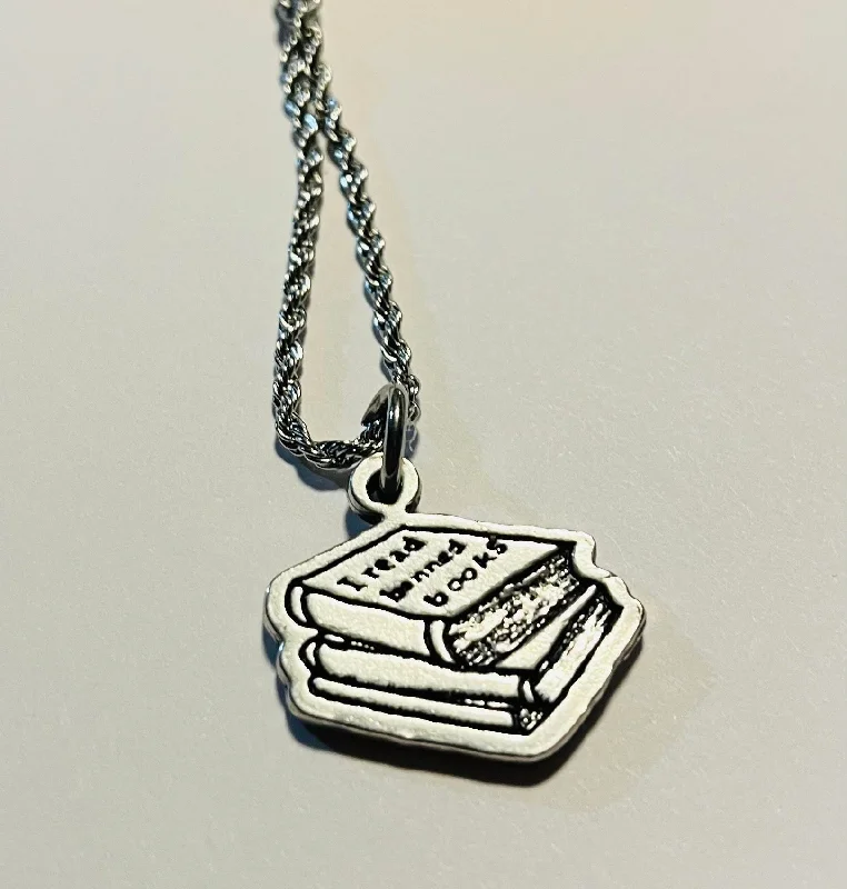 custom engraved necklaces -I read banned books Single Charm Necklace