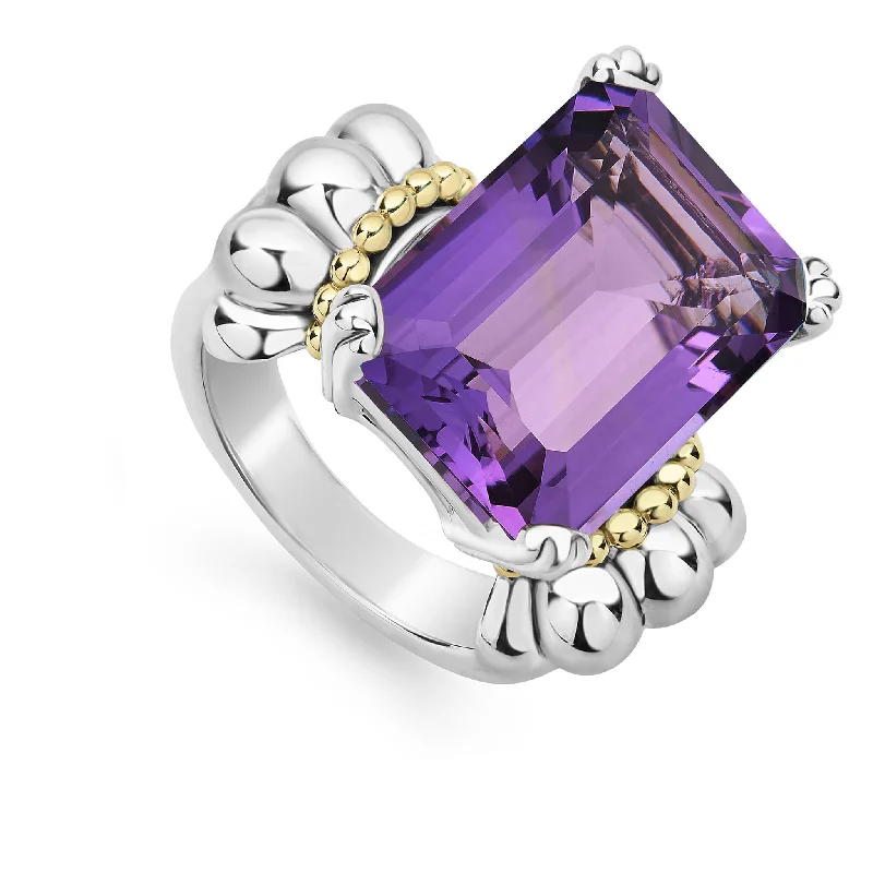 infinity rings for women -Glacier Large Emerald-Cut Amethyst Ring