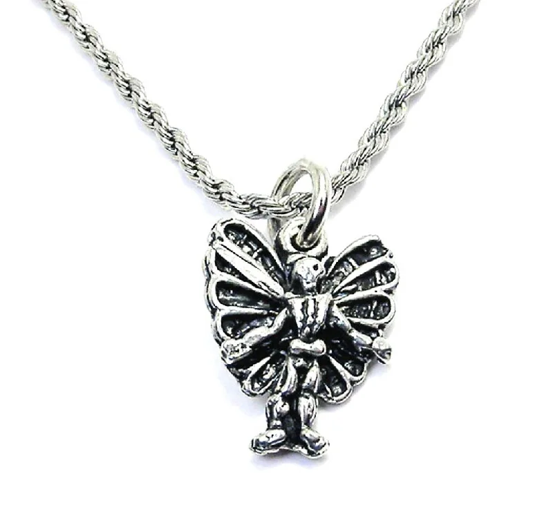 heart necklaces for women -Butterfly Skeleton Single Charm Necklace