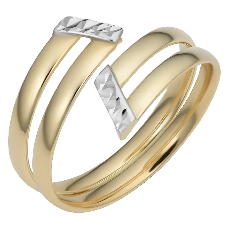 wedding rings with sapphires -Fremada Italian 14k Two-Tone Gold 12 millimeter Double Bypass Ring