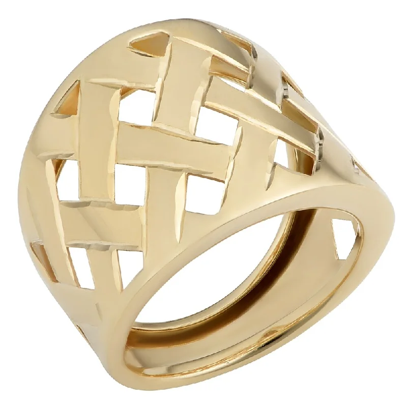 minimalist rings for women -Fremada Italian 14k Yellow Gold 19 millimeters Wide Lattice Ring