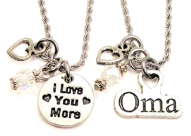 men's style necklaces for women -Oma I Love You More Set Of 2 Rope Chain Necklaces