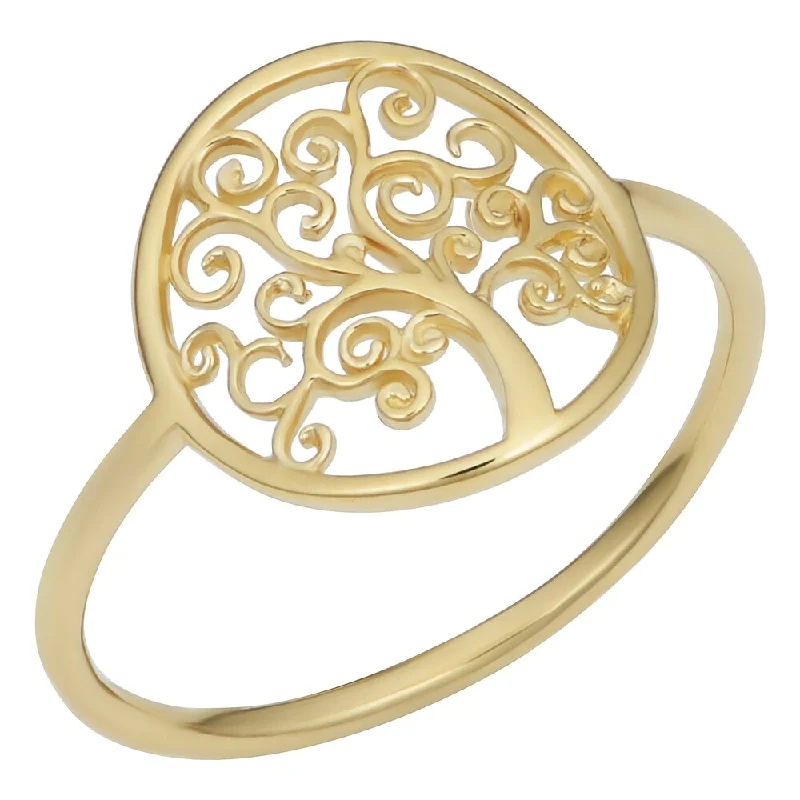 oval rings for women -Fremada Italian 14k Yellow Gold Tree of Life Ring