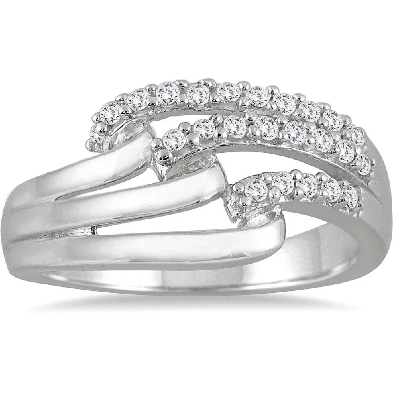 luxury rings for women -Marquee 10k White Gold 1/4ct TDW Diamond Split Shank Ring (I-J, I2-I3)