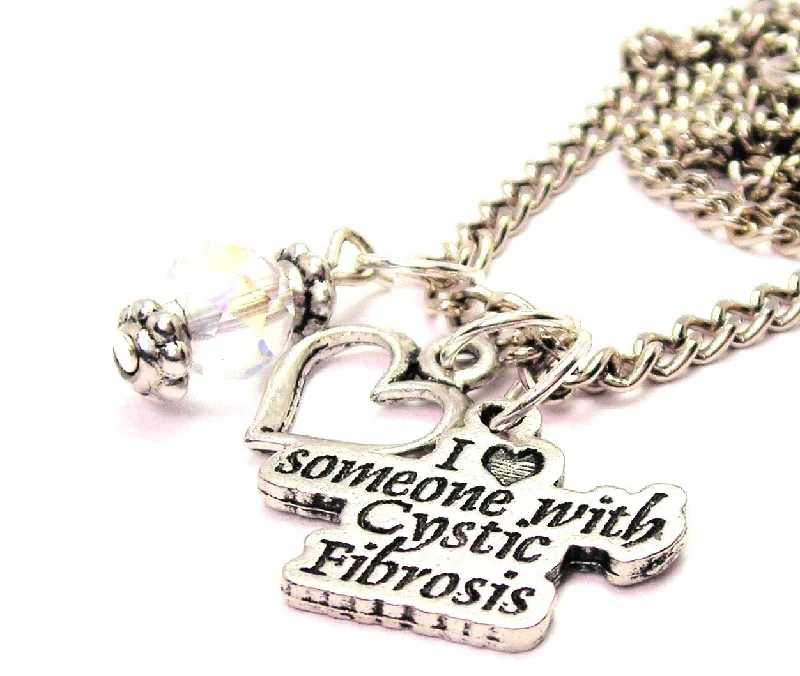 boho necklaces for women -I Love Someone With Cystic Fibrosis Necklace with Small Heart