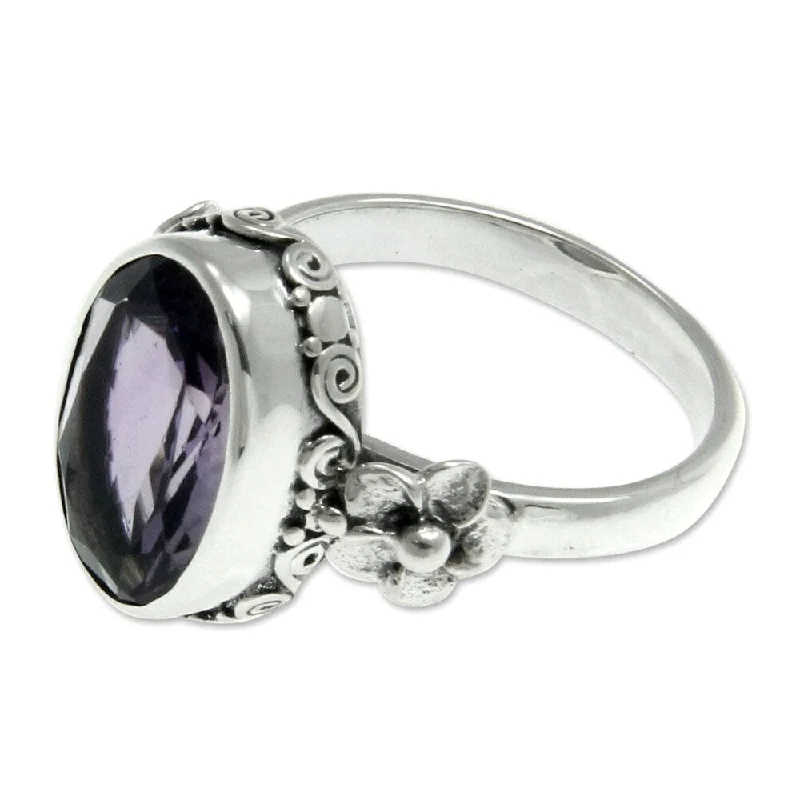 adjustable rings for women -NOVICA Handmade Sterling Silver 'Frangipani Allure' Amethyst Ring (Indonesia)