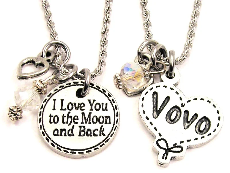 gold heart-shaped necklaces -Vovo I Love You To The Moon And Back Set Of 2 Rope Chain Necklaces