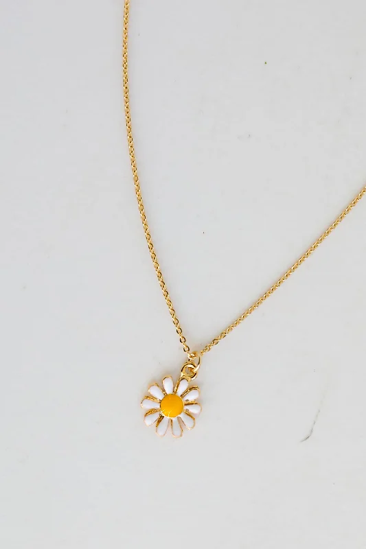 butterfly necklaces for women -FINAL SALE - Kenna Gold Daisy Charm Necklace