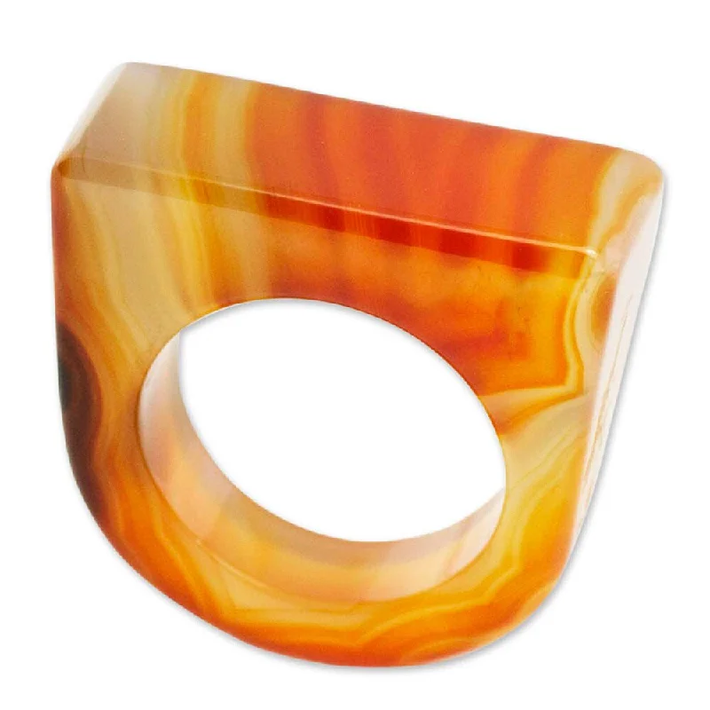 statement wedding rings for women -Handmade Agate 'Caramel Chic' Ring (Brazil)