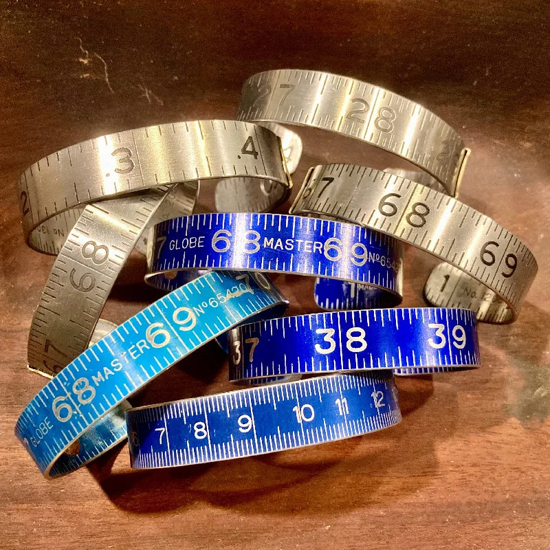 crystal bracelets for women -Upcycled Carpenter Ruler Cuffs