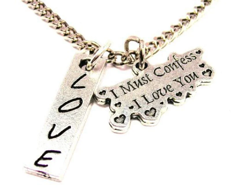 sterling silver necklaces for women -I Must Confess I Love You Love Stick Necklace