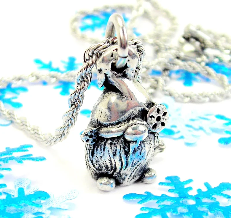 vintage bridal necklaces for women -Winter Gnome Single Charm Necklace