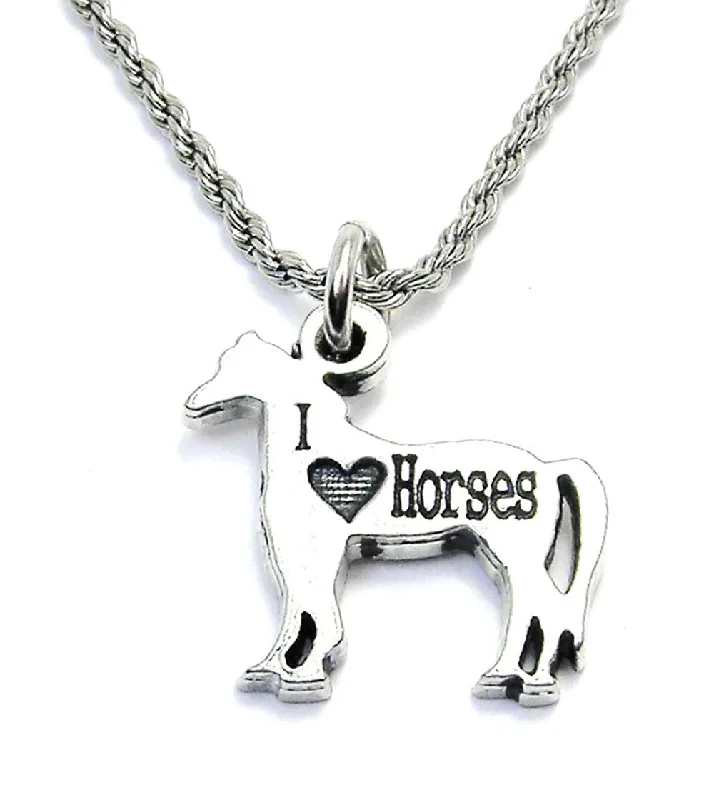 birthstone necklaces for women -I Love Horses Single Charm Necklace