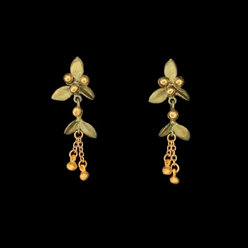 diamond drop earrings for women -Golden Myrtle Earrings - Dangle Post