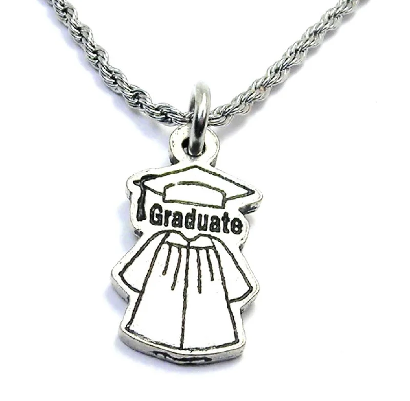 stylish necklaces for women -Graduate Cap And Gown Single Charm Necklace