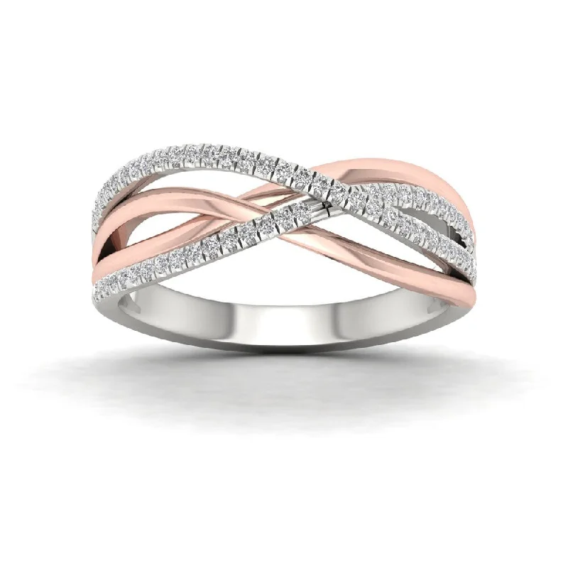 rose gold engagement rings -Two-tone Sterling Silver 1/5ct TDW Diamond Fashion Ring