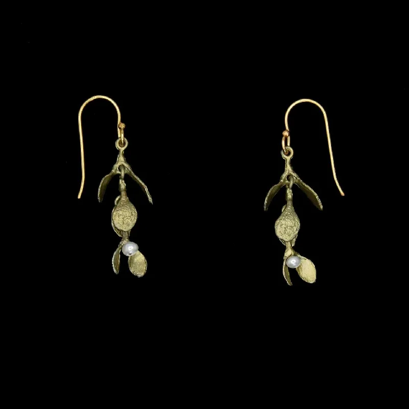 women's silver earrings -Mistletoe Earrings - Dangle Wire